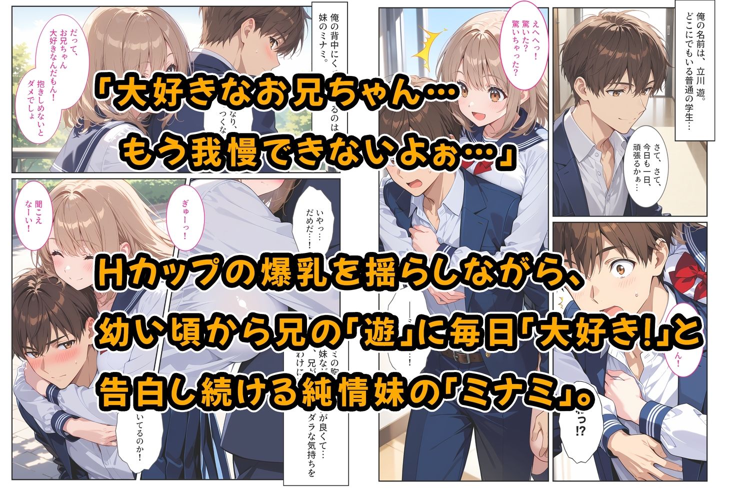 間違って媚薬を飲んで発情しちゃった爆乳妹が大好きな兄に中出しおねだりしてきた！_001